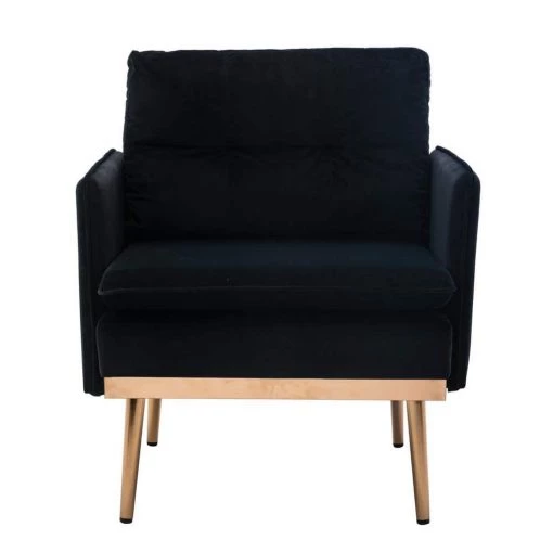 Black Morden Leisure Velvet Upholstered Accent Chair with Golden Feet by HOMEFUN 1 Black Morden Leisure Velvet Upholstered Accent Chair with Golden Feet by HOMEFUN -Cheap LR Home Store black homefun accent chairs hfhdsn 864bk 64 1000