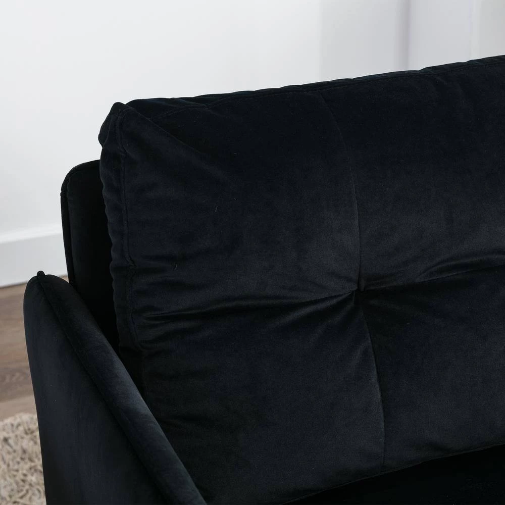 Black Morden Leisure Velvet Upholstered Accent Chair with Golden Feet by HOMEFUN 10 Black Morden Leisure Velvet Upholstered Accent Chair with Golden Feet by HOMEFUN - Image 8