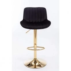 41 in. Black Low Back Metal Frame Adjustable Cushioned Bar Stool with Velvet Seat (Set of 2) by HOMEFUN