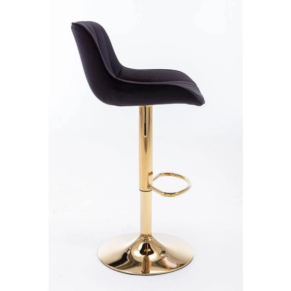 41 in. Black Low Back Metal Frame Adjustable Cushioned Bar Stool with Velvet Seat (Set of 2) by HOMEFUN 4 41 in. Black Low Back Metal Frame Adjustable Cushioned Bar Stool with Velvet Seat (Set of 2) by HOMEFUN - Image 2