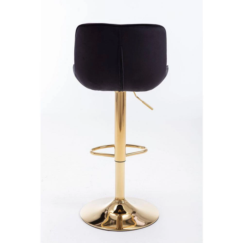 41 in. Black Low Back Metal Frame Adjustable Cushioned Bar Stool with Velvet Seat (Set of 2) by HOMEFUN 9 41 in. Black Low Back Metal Frame Adjustable Cushioned Bar Stool with Velvet Seat (Set of 2) by HOMEFUN - Image 7