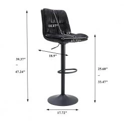 47 in. Black Back Metal Frame Hight Adjustable Cushioned Swivel Bar Stool with Fabric Seat (Set of 2) by HOMEFUN -Cheap LR Home Store black homefun bar stools hfhdsn 872bk fa 1000