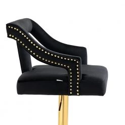 45 in. Swivel Adjustable Height Golden Metal Frame Cushioned Bar Stool with Black Velvet Seat by HOMEFUN -Cheap LR Home Store black homefun bar stools hfhdsn 888bk 1f 1000