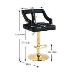 45 in. Swivel Adjustable Height Golden Metal Frame Cushioned Bar Stool with Black Velvet Seat by HOMEFUN -Cheap LR Home Store black homefun bar stools hfhdsn 888bk 44 1000