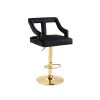 45 in. Swivel Adjustable Height Golden Metal Frame Cushioned Bar Stool with Black Velvet Seat by HOMEFUN -Cheap LR Home Store black homefun bar stools hfhdsn 888bk 64 1000