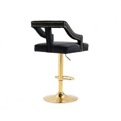 45 in. Swivel Adjustable Height Golden Metal Frame Cushioned Bar Stool with Black Velvet Seat by HOMEFUN -Cheap LR Home Store black homefun bar stools hfhdsn 888bk c3 1000