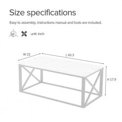 43.3 in. L Black Metal Frame Rectangle MDF Modern Coffee Table with Marble Color Top by HOMEFUN -Cheap LR Home Store black homefun coffee tables hfhdsn 128bk 1f 1000