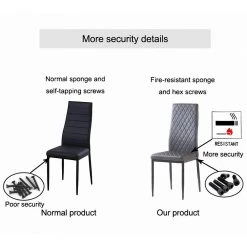 Black Modern Leather Upholstered Diamond Grid Pattern Dining Chair with Metal Legs (Set of 4) by HOMEFUN -Cheap LR Home Store black homefun dining chairs hfhdsn 030bk 6 44 1000