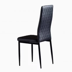 Black Modern Leather Upholstered Diamond Grid Pattern Dining Chair with Metal Legs (Set of 4) by HOMEFUN -Cheap LR Home Store black homefun dining chairs hfhdsn 030bk 6 4f 1000