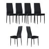 Black Modern Leather Upholstered Diamond Grid Pattern Dining Chair with Metal Legs (Set of 4) by HOMEFUN -Cheap LR Home Store black homefun dining chairs hfhdsn 030bk 6 64 1000