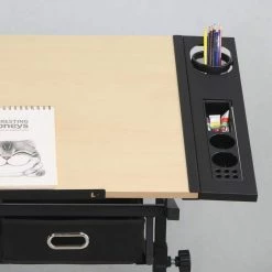 Modern Design Adjustable Wood Drafting Table and Chair Set with 2-Drawers for Home Office and School by HOMEFUN -Cheap LR Home Store black homefun kids tables chairs hfhdsn 041bk 1f 1000