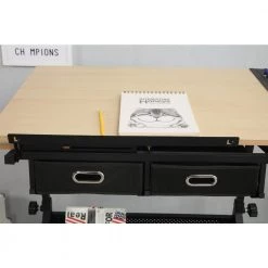 Modern Design Adjustable Wood Drafting Table and Chair Set with 2-Drawers for Home Office and School by HOMEFUN -Cheap LR Home Store black homefun kids tables chairs hfhdsn 041bk 44 1000