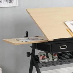 Modern Design Adjustable Wood Drafting Table and Chair Set with 2-Drawers for Home Office and School by HOMEFUN -Cheap LR Home Store black homefun kids tables chairs hfhdsn 041bk fa 1000