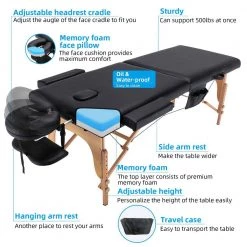 PU Leather 2-Section Wooden Adjustable Folding Memory Foam Massage Table by HOMEFUN 13 PU Leather 2-Section Wooden Adjustable Folding Memory Foam Massage Table by HOMEFUN -Cheap LR Home Store black homefun mattresses hfhdsn 21234302 fa 1000