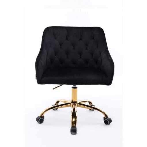 Black Velvet Upholstered Swivel Task Chair with Golden Base by HOMEFUN 8 Black Velvet Upholstered Swivel Task Chair with Golden Base by HOMEFUN -Cheap LR Home Store black homefun task chairs hfhdsn 837bk 64 1000