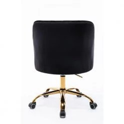 Black Velvet Upholstered Swivel Task Chair with Golden Base by HOMEFUN -Cheap LR Home Store black homefun task chairs hfhdsn 837bk 66 1000