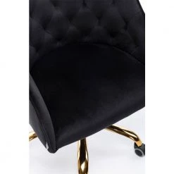 Black Velvet Upholstered Swivel Task Chair with Golden Base by HOMEFUN -Cheap LR Home Store black homefun task chairs hfhdsn 837bk fa 1000