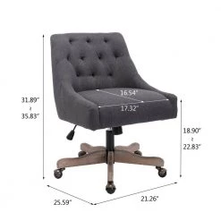 Black Modern Linen Fabric Upholstered Adjustable Swivel Task Chair with Wooden Base by HOMEFUN 19 Black Modern Linen Fabric Upholstered Adjustable Swivel Task Chair with Wooden Base by HOMEFUN -Cheap LR Home Store black homefun task chairs hfhdsn 855bk 44 1000