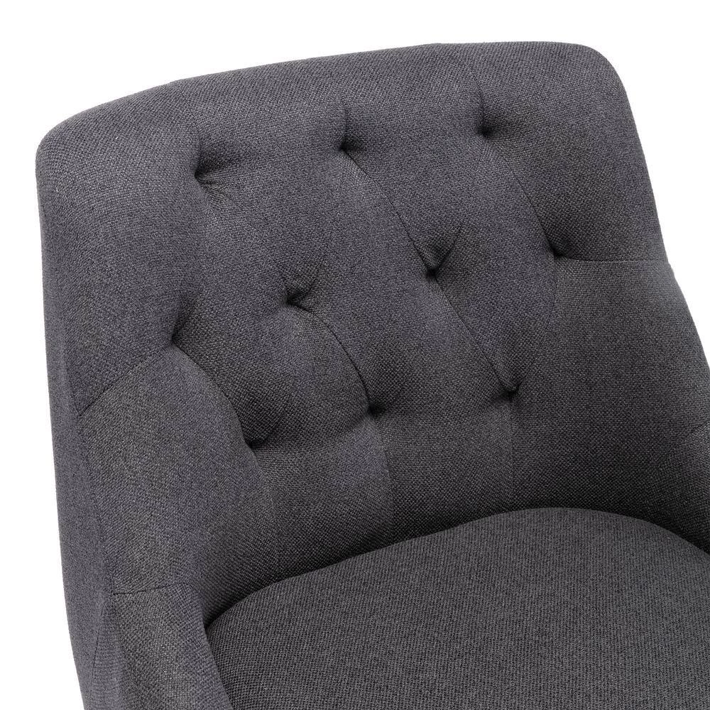 Black Modern Linen Fabric Upholstered Adjustable Swivel Task Chair with Wooden Base by HOMEFUN 11 Black Modern Linen Fabric Upholstered Adjustable Swivel Task Chair with Wooden Base by HOMEFUN - Image 9