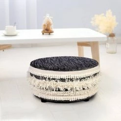 Ox Bay Handmade Black/Ivory Striped Cotton Wool Blend Ottoman by LR Home -Cheap LR Home Store black ivory lr home ottomans 2803a6184d9348 31 1000