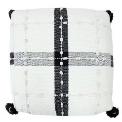 Modern Black / Ivory Textured Plaid Pouf Ottoman by LR Home 16 Modern Black / Ivory Textured Plaid Pouf Ottoman by LR Home -Cheap LR Home Store black ivory lr home ottomans poufs34040blk1612 1f 1000
