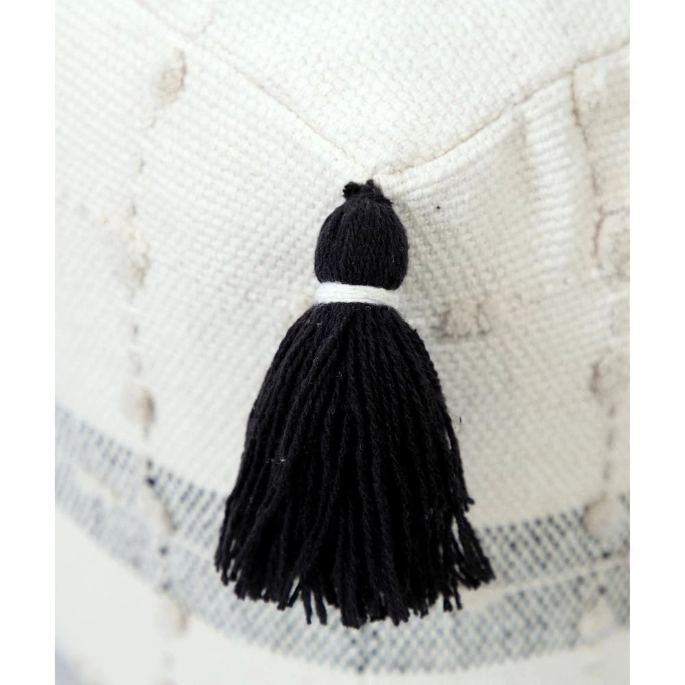 Modern Black / Ivory Textured Plaid Pouf Ottoman by LR Home 9 Modern Black / Ivory Textured Plaid Pouf Ottoman by LR Home - Image 7