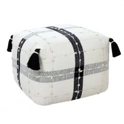 Modern Black / Ivory Textured Plaid Pouf Ottoman by LR Home 15 Modern Black / Ivory Textured Plaid Pouf Ottoman by LR Home -Cheap LR Home Store black ivory lr home ottomans poufs34040blk1612 4f 1000