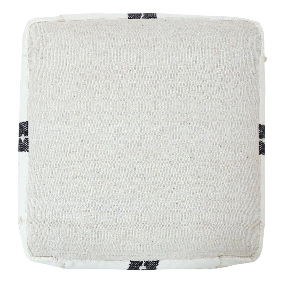 Modern Black / Ivory Textured Plaid Pouf Ottoman by LR Home 5 Modern Black / Ivory Textured Plaid Pouf Ottoman by LR Home - Image 3