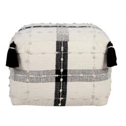 Modern Black / Ivory Textured Plaid Pouf Ottoman by LR Home 14 Modern Black / Ivory Textured Plaid Pouf Ottoman by LR Home -Cheap LR Home Store black ivory lr home ottomans poufs34040blk1612 c3 1000
