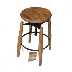 Art Decor Black and Natural Strong Wood Stool by LR Home