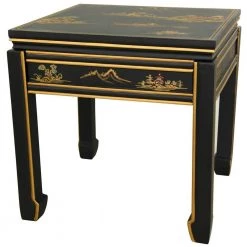 Square Ming Black End Table by Oriental Furniture