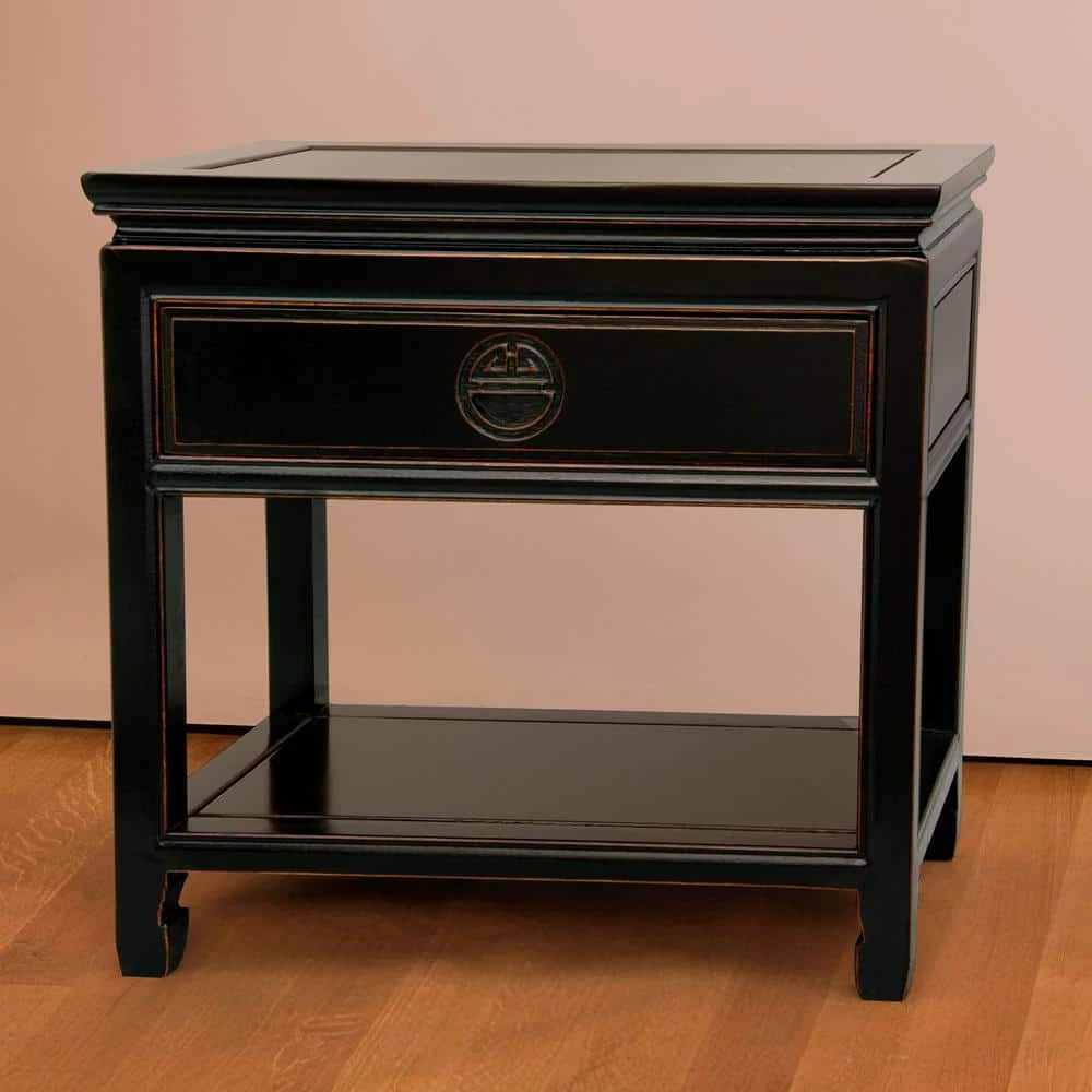 Bedside Black End Table by Oriental Furniture 6 Bedside Black End Table by Oriental Furniture - Image 4