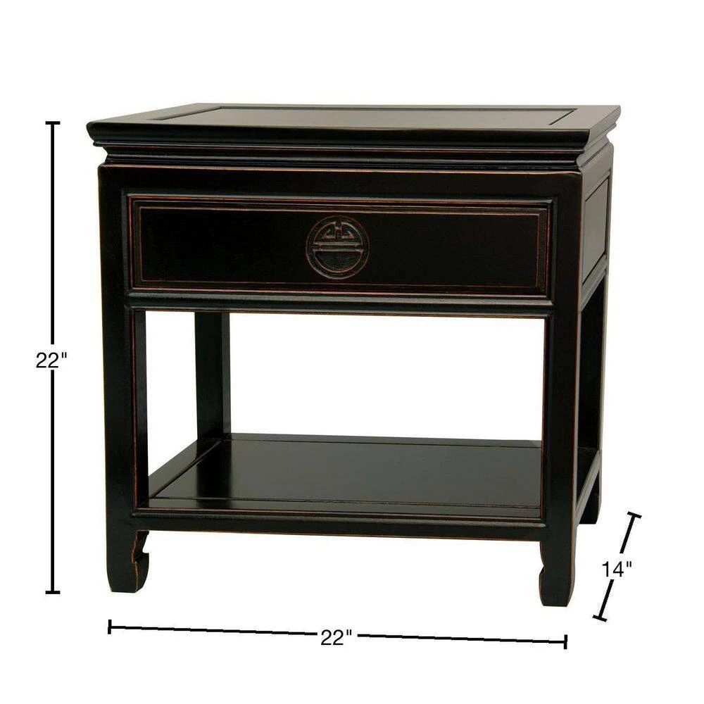 Bedside Black End Table by Oriental Furniture 4 Bedside Black End Table by Oriental Furniture - Image 2