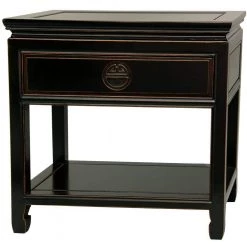 Bedside Black End Table by Oriental Furniture