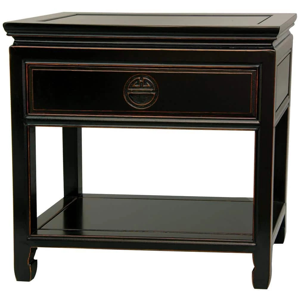 Bedside Black End Table by Oriental Furniture 3 Bedside Black End Table by Oriental Furniture