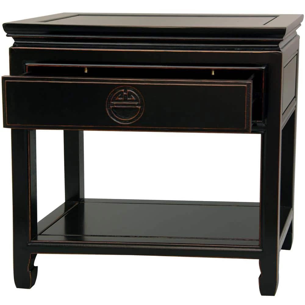 Bedside Black End Table by Oriental Furniture 5 Bedside Black End Table by Oriental Furniture - Image 3