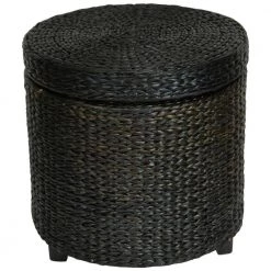Black Storage Ottoman by Oriental Furniture