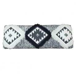 Southwest 18 in. Black and White Cotton Strong Wooden Bench by LR Home