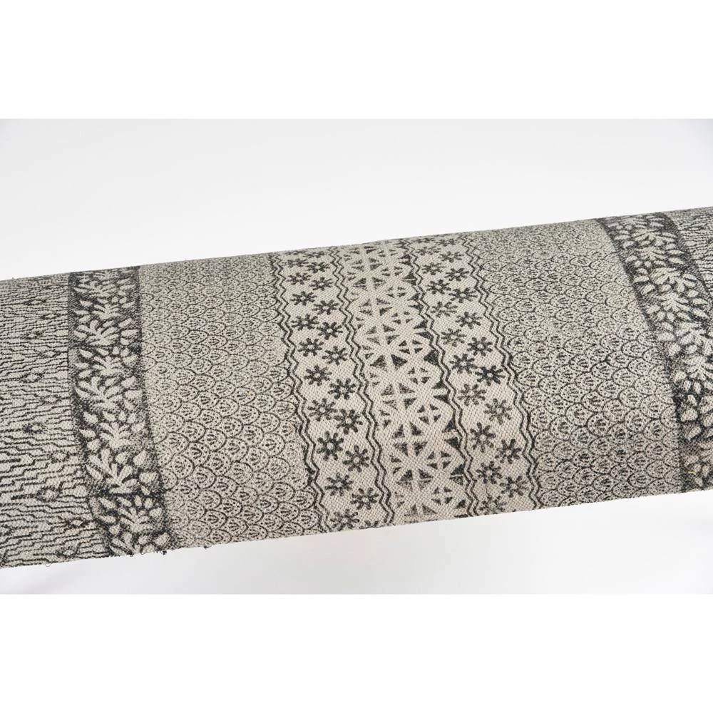 Block Print Black / White Upholstered Indoor Bench by LR Home 5 Block Print Black / White Upholstered Indoor Bench by LR Home - Image 3