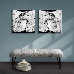 Block Print Black / White Upholstered Indoor Bench by LR Home 15 Block Print Black / White Upholstered Indoor Bench by LR Home -Cheap LR Home Store black white lr home bedroom benches bench99732gyw3b14 31 1000