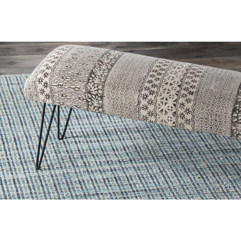 Block Print Black / White Upholstered Indoor Bench by LR Home 7 Block Print Black / White Upholstered Indoor Bench by LR Home - Image 5