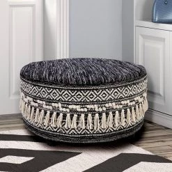 Ox Bay Handmade Black/White Diamond Organic Cotton Ottoman by LR Home -Cheap LR Home Store black white lr home ottomans 2113a6184d9348 31 1000