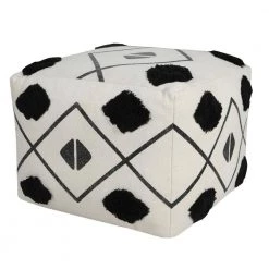 Textured Black / White 18 in. x 18 in. x 14 in. Diamond Directional Pouf Ottoman by LR Home -Cheap LR Home Store black white lr home ottomans poufs03461blk1612 4f 1000