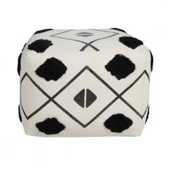 Textured Black / White 18 in. x 18 in. x 14 in. Diamond Directional Pouf Ottoman by LR Home -Cheap LR Home Store black white lr home ottomans poufs03461blk1612 fa 1000
