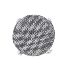 Handcrafted Black / White Modern Geometric Pouf with Tassels by LR Home -Cheap LR Home Store black white lr home ottomans poufs34032blk1612 c3 1000