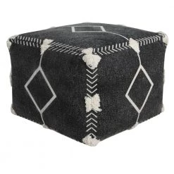 Textured Black / White 18 in. x 18 in. x 14 in. Diamond Dash Pouf Ottoman by LR Home -Cheap LR Home Store black white lr home ottomans poufs34048blk1612 4f 1000
