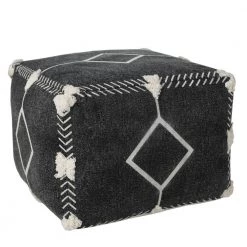 Textured Black / White 18 in. x 18 in. x 14 in. Diamond Dash Pouf Ottoman by LR Home -Cheap LR Home Store black white lr home ottomans poufs34048blk1612 c3 1000