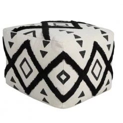 Textured Black / White 18 in. x 18 in. x 14 in. Double Diamond Pouf Ottoman by LR Home 14 Textured Black / White 18 in. x 18 in. x 14 in. Double Diamond Pouf Ottoman by LR Home -Cheap LR Home Store black white lr home ottomans poufs34058blk1612 4f 1000