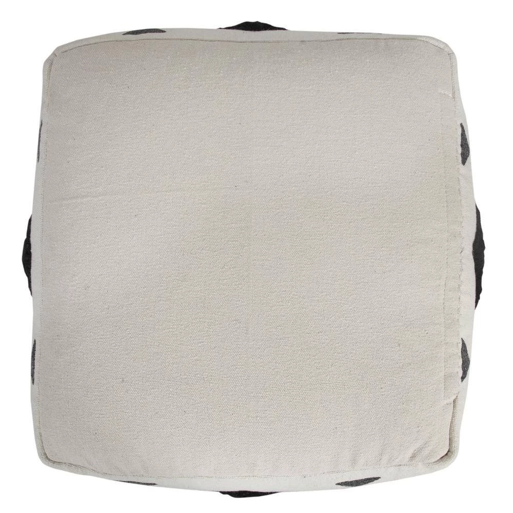 Textured Black / White 18 in. x 18 in. x 14 in. Double Diamond Pouf Ottoman by LR Home 4 Textured Black / White 18 in. x 18 in. x 14 in. Double Diamond Pouf Ottoman by LR Home - Image 2
