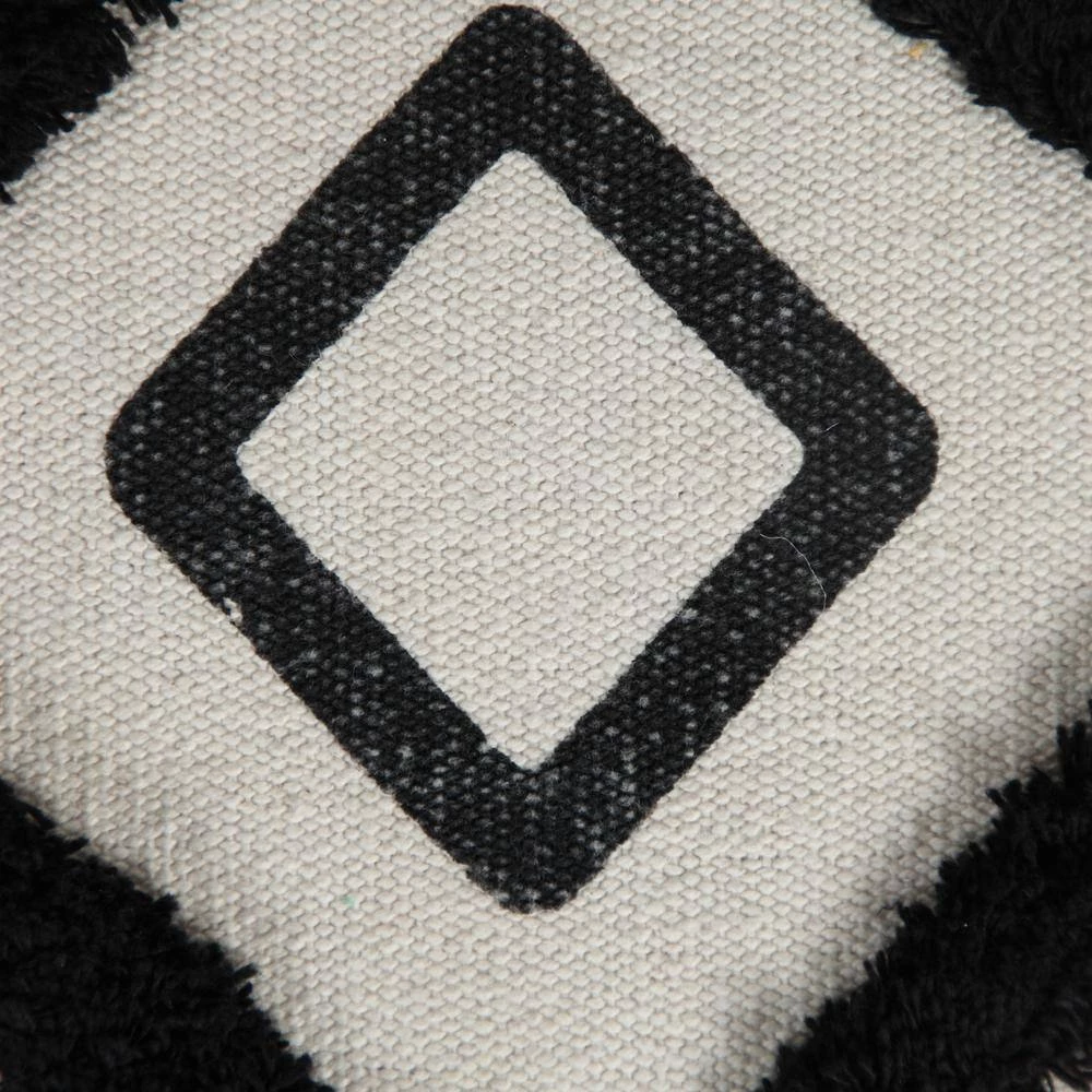 Textured Black / White 18 in. x 18 in. x 14 in. Double Diamond Pouf Ottoman by LR Home 9 Textured Black / White 18 in. x 18 in. x 14 in. Double Diamond Pouf Ottoman by LR Home - Image 7